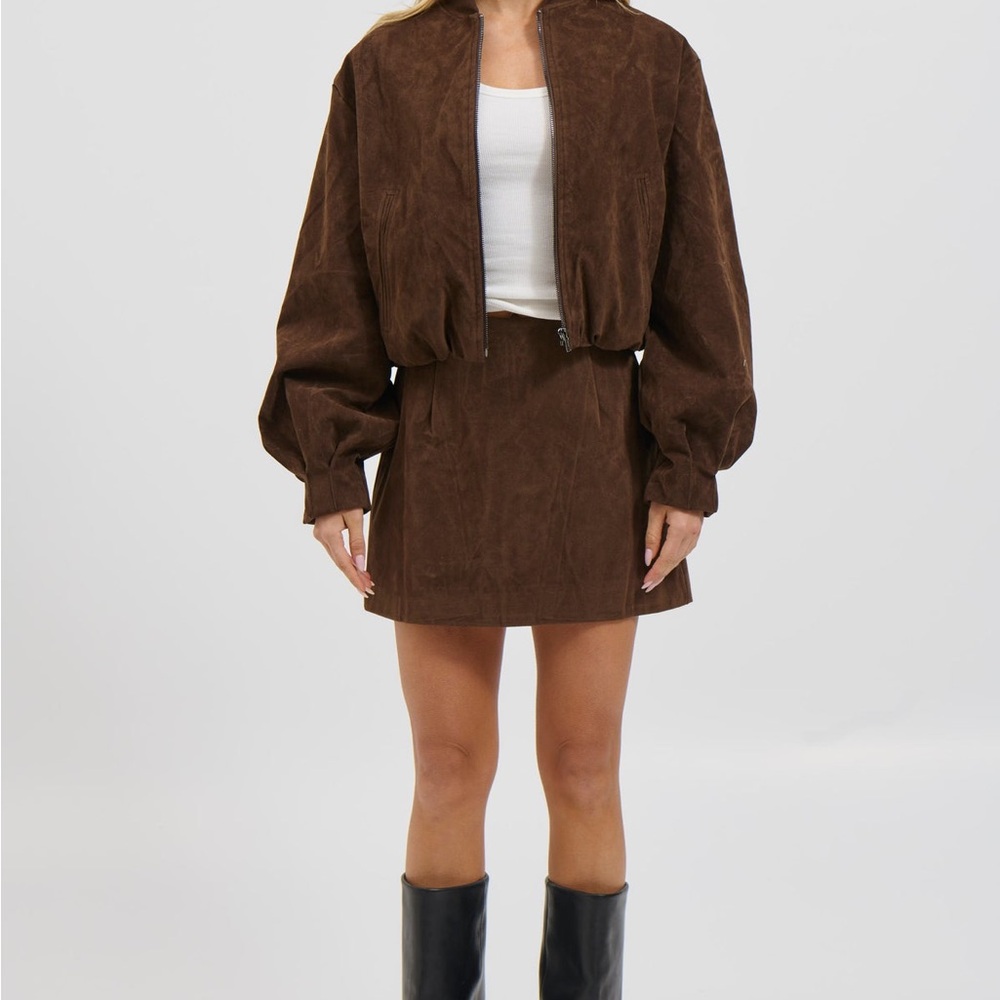 Brown Suede Mini Skirt